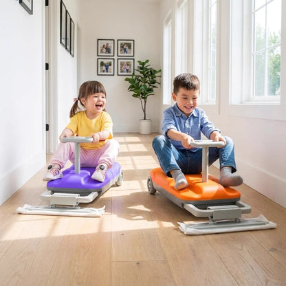 Sibling race — purple vs orange
